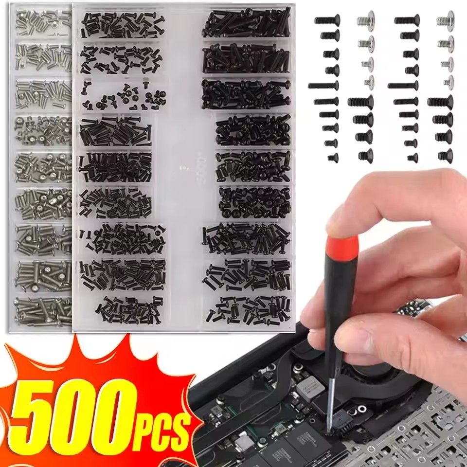 Electronics Repair Book - 500個入りミニネジナット、マイクロノートパソコン、コンピューター組み立て修理用ネジ、ファスナーセット、サングラス、携帯電話の修理用